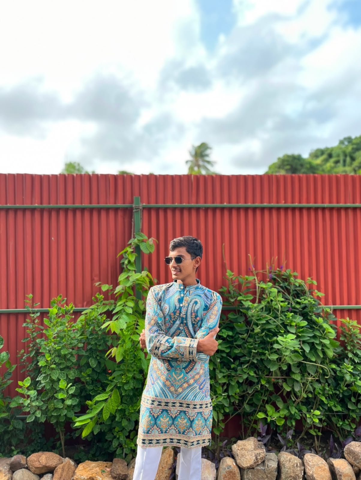 Traditional Position Print Navratri Kurta