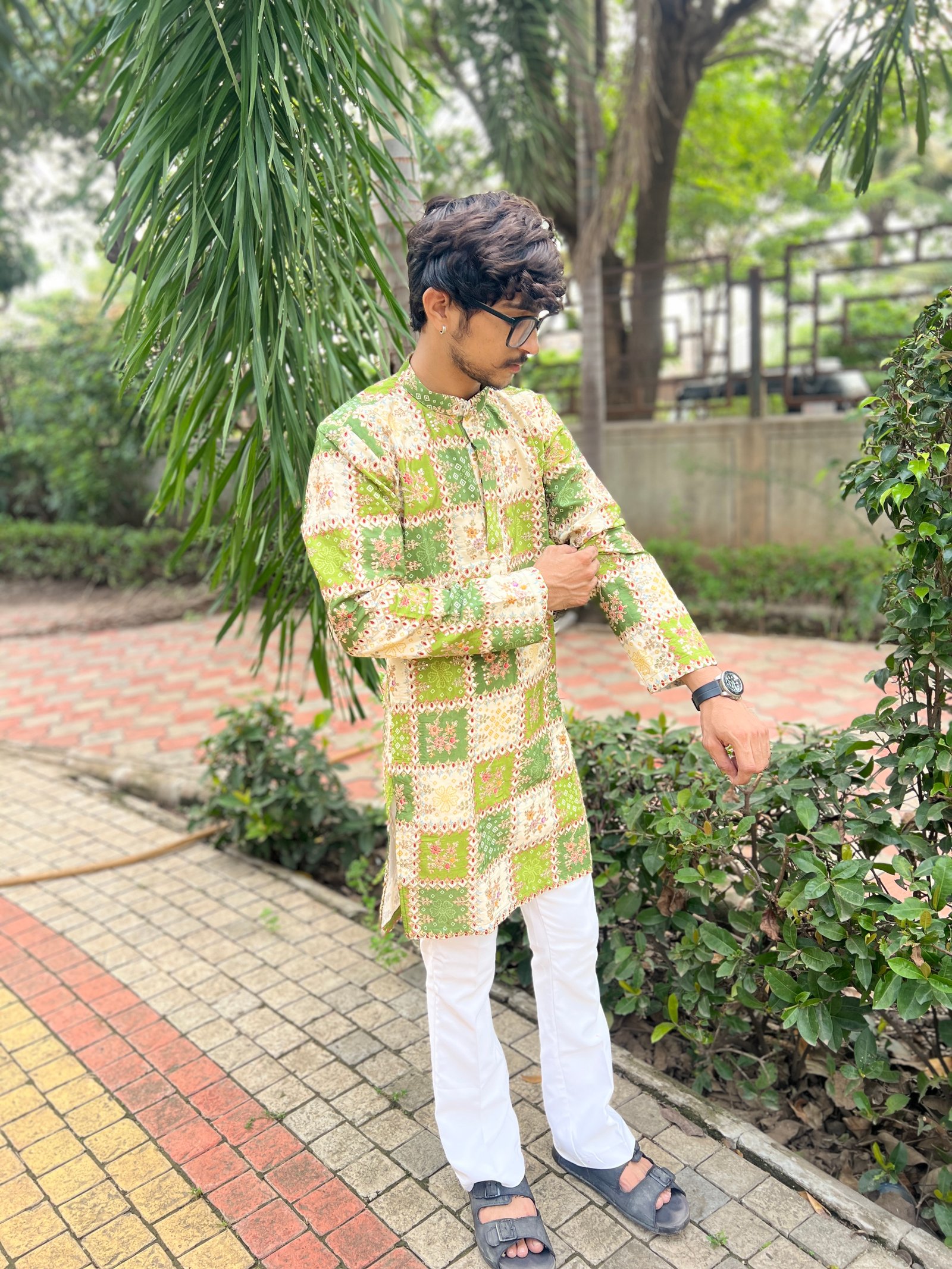 Vintage Square Print Kurta