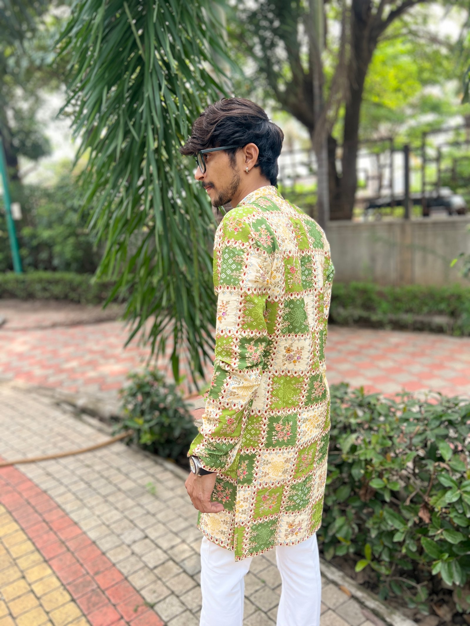 Vintage Square Print Kurta